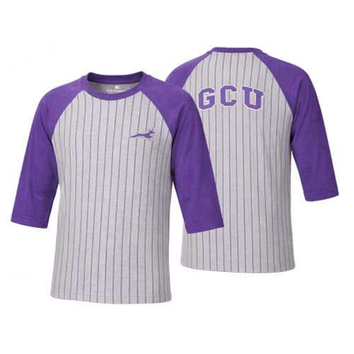 Colosseum Youth Gray and Purple Running Lope Baseball Raglan Tee