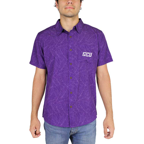 Colosseum Men's Purple GCU Palm Leaves Button-Down Shirt