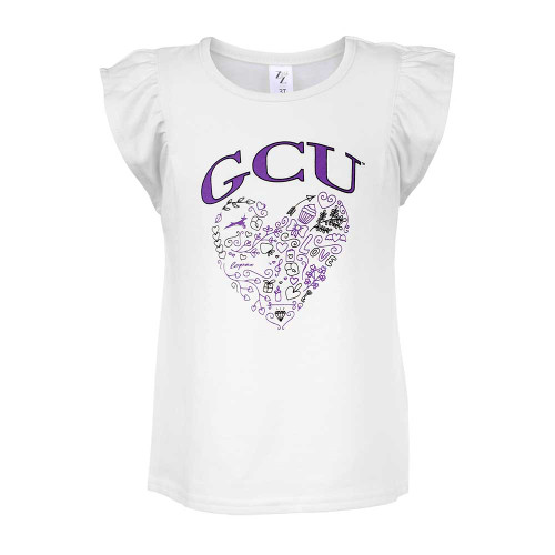 Toddler White GCU Doodle Heart Tee