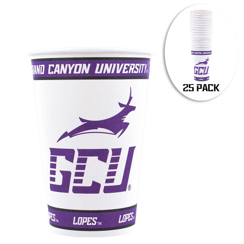 12 oz White and Purple GCU Cups - 25 Pack