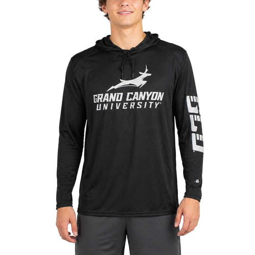 Badger Men's Black Running Lope Grand Canyon University Hooded Long Sleeve Tee