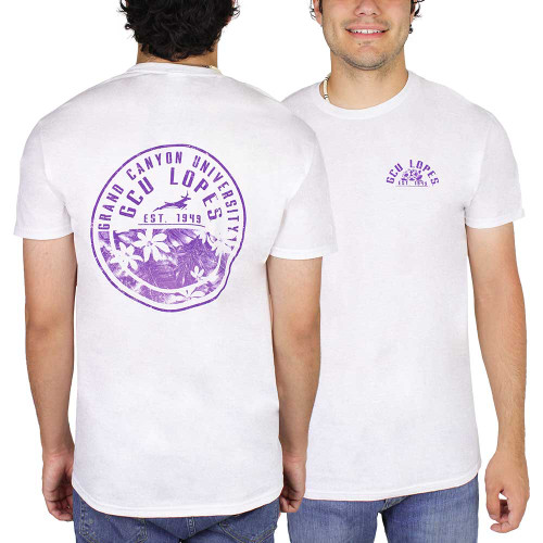 Men's White Hawaiian Flower Grand Canyon University Est. 1949 Tee