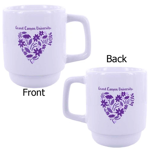 16 oz White Grand Canyon University Mom Purple Flower Heart Mug