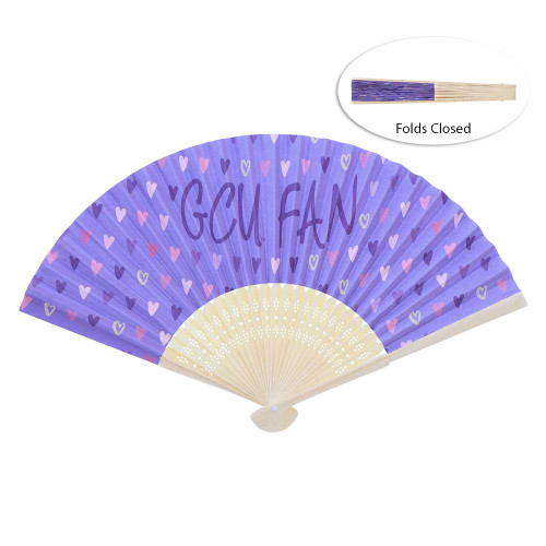 Purple Repeating Hearts GCU Hand Fan