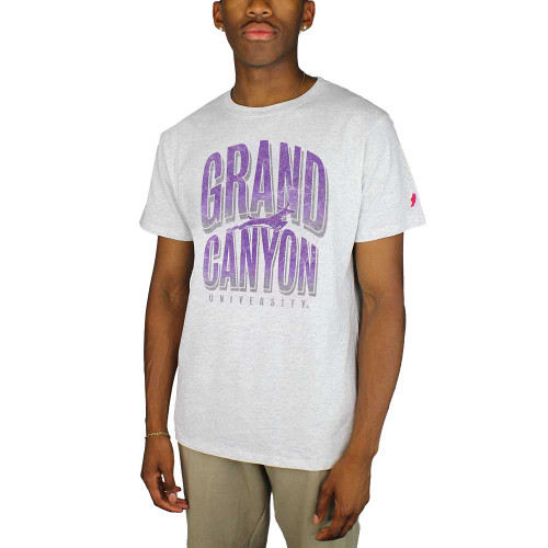 League Men's Gray Distressed Grand Canyon University Running Lope Tee