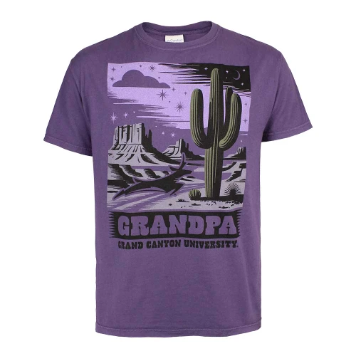 Comfort Wash Men's Purple Desert Scene Running Lope Grandpa Tee