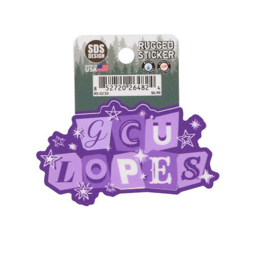 Purple GCU Lopes Squares and Stars Sticker