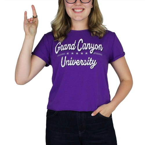 ZooZatz Women's Purple Stars Grand Canyon University Cropped Tee