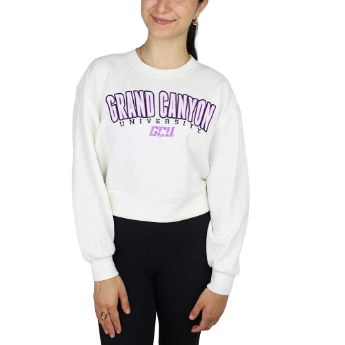 Concepts Sport Women's White Grand Canyon University GCU Logo Cropped Sweatshirt