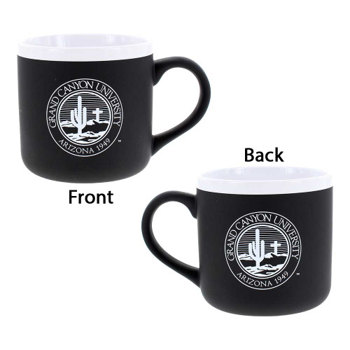 12 oz Black Grand Canyon University Seal White Rim Mug
