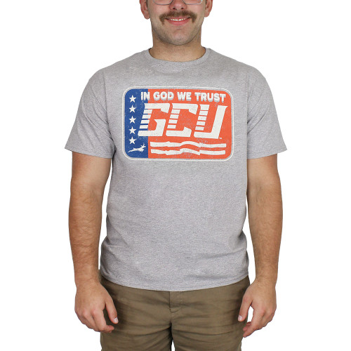 Image One Men's Gray In God We Trust GCU Patriotic Tee