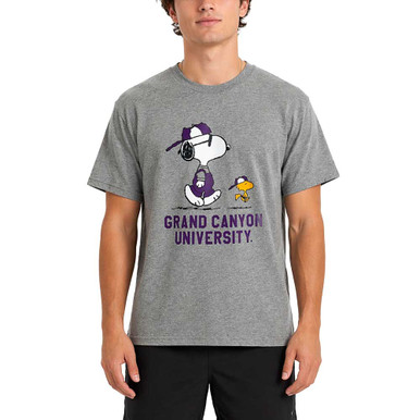 Third Street Men's Heathered Gray Snoopy and Woodstock GCU Tee