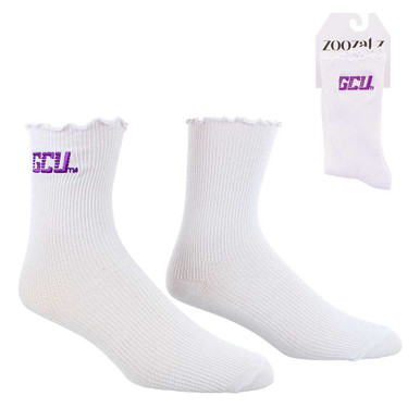 ZooZatz Women's White GCU Ruffle Socks