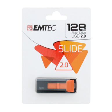 Emtec Slide 128 GB Flash Drive- USB 2.0