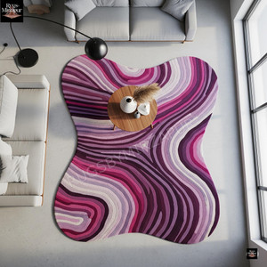 Modern Purple and Pink Colorful Hand Tufted Irregular Abstract Wavy 8x10 Area Rugs for Living Room, Handmade 6x9 Rugs for Bedroom, Rugs 8x10