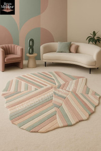 Irregular Blush Sage Cream Abstract Hand Tufted 6x9 Rugs for Living Room, Colorful Rugs for Nursery, Custom Size 5x8 6x8 8x10 9x12 Area Rugs