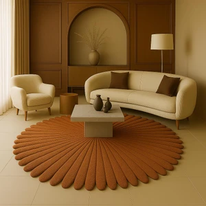 Modern Round Shape Irregular Hand Tufted Rugs For Living Room, Bedroom and Kidsroom, Custom 6x6 7x7 8x8 Rugs For Nursery, Round Area Rugs