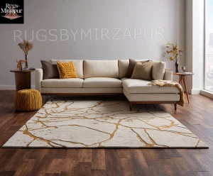 Minimalist Yellow White Abstract Hand Tufted Designer 8x10 Area Rug for Living Room, 6x9 9x12 Rugs for Bedroom, Custom Size 10x14 12x15 Rugs