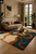 Cream Teal Blue Abstract Hand Tufted Wave Pattern with Organic Orange Lines Rug for Living Room, Modern Rectangle Shape Bedroom 6x9 8x10 Rug