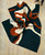 Cream Teal Blue Abstract Hand Tufted Wave Pattern with Organic Orange Lines Rug for Living Room, Modern Rectangle Shape Bedroom 6x9 8x10 Rug