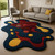 Abstract Wavy Rug – Colorful Modern Tufted Carpet for Living Room | Unique Blob Shape Floor Rug | Red, Navy & Yellow Statement Rug, 6x9 rugs