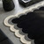 Abstract Gray Ivory Solid Black Scalloped Edge Hand Tufted Wool 5x7 Rugs for Living Room, Modern Wavy Design Custom 6x9 8x10 9x12 Area Rugs