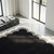 Abstract Gray Ivory Solid Black Scalloped Edge Hand Tufted Wool 5x7 Rugs for Living Room, Modern Wavy Design Custom 6x9 8x10 9x12 Area Rugs