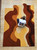 Modern Brown Yellow Irregular Shape Hand Tufted Wool 8x10 Area Rugs for Living Room, Abstract Wave Pattern Handmade 6x9 Rugs for Dining Room