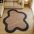 Irregular Dusty Rose Pink Hand Tufted Amoeba Shape Abstract Wool 8x10 Area Rugs for Living Room, Modern Deep Navy Blue Contemporary 6x9 Rugs
