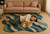 Colorful Blue Abstract Hand Tufted Wave Pattern with Organic White Lines Irregular Rugs for Living Room, Custom Size 6x9 8x10 9x12 Area Rugs