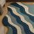 Colorful Blue Abstract Hand Tufted Wave Pattern with Organic White Lines Irregular Rugs for Living Room, Custom Size 6x9 8x10 9x12 Area Rugs