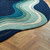 Modern Teal Blue Abstract Hand Tufted Organic Wool 6x9 Rugs for Living Room, Irregular Sculpted 3D 8x10 Rug for Dining Room, Custom 6x8 Rugs