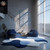 Modern Navy Sky Ivory Irregular Hand Tufted Blue 5x7 Wool Area Rug for Living Room, Abstract Blue Rugs for Kids Room, Contemporary Rugs 8x10
