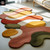 Hand Tufted Modern Colorful Scalloped Edge Wool 8x10 Area Rug for Living Room, Irregular Wavy Edge Pattern 6x9 Rugs for Dining Room, 5x7 Rug
