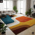 Geometric Wave Hand-Tufted Wool Area Rug, Mid-Century Modern Colorful Rug