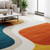 Geometric Wave Hand-Tufted Wool Area Rug, Mid-Century Modern Colorful Rug