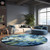 Colorful Abstract Hand Tufted Round Rugs for Living Room, Modern Abstract Camouflage Pattern Round Rug – Hand-Tufted Wool Area Rug, 5x5 Rugs