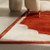 Burnt Orange Wool Rug, Scalloped Edge, Hand Tufted, 6x9 8x10 Area Rug