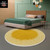 Modern Round Yellow Sunburst Rug – Hand-Tufted Wool Circle Carpet, Modern Radiating Pattern, Custom Size Area Rug for Living Room, 4x4 Round