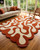 Modern Ivory Burnt Orange Scalloped Hand Tufted Wool 8x10 Area Rugs for Living Room, Handmade Abstract Amoeba Shape 3D 9x12 Rugs for Bedroom