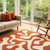Modern Ivory Burnt Orange Scalloped Hand Tufted Wool 8x10 Area Rugs for Living Room, Handmade Abstract Amoeba Shape 3D 9x12 Rugs for Bedroom