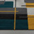 Hand Tufted Geometric Wool Area Rug, Teal Yellow Grey, Mid-Century Modern