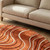 Modern Burnt Orange White Hand Tufted Wavy Round Wool 6x6 Rugs for Living Room, Abstract Wave Pattern Sculpted Custom Bedroom 7x7 8x8 Rugs