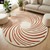 Modern Minimalist Burnt Orange White Spiral Design Hand Tufted Round Wool 6x6 Rugs for Living Room, Abstract Custom Circular Bedroom 7x7 Rug