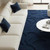 Hand Tufted Navy Blue Wool Rug, 3D Abstract Geometric Wave
