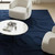 Hand Tufted Navy Blue Wool Rug, 3D Abstract Geometric Wave