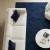 Hand Tufted Navy Blue Wool Rug, 3D Abstract Geometric Wave