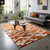 Modern Burnt Orange Off White Geometric Hand Tufted Wool 4x6 Area Rug for Living Room, Handmade Contemporary Unique Area Rugs 6x9, 9x12 Rugs
