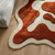 Modern Burnt Orange Ivory Scalloped Hand Tufted Wool Area Rugs for Living Room, Handmade Abstract Amoeba Shape High Low 9x12 Rug for Bedroom