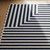 Modern Black & White Geometric Striped Scalloped Hand Tufted Wool 8x10 Area Rugs for Living Room, Abstract Contemporary Rugs for Dining Room
